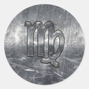 Virgo Zodiac Signierung in Grunge Bedresste Style Runder Aufkleber
