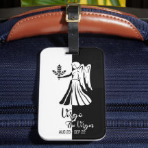 Virgo Zodiac Signing Black & White Luggage Tag