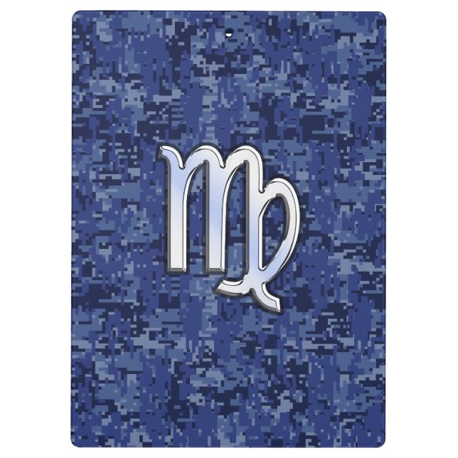 Virgo Zodiac Silver Sign auf Navy Blue Digital Cam Klemmbrett (Rückseite)