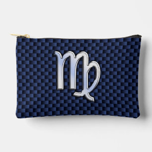 Virgo Zodiac Silver Sign Blue Carbon Fibre Print Zubehörtasche