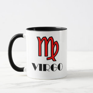 Virgo Zodiac Symbol Designer Tasse in Rot