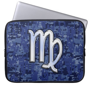 Virgo Zodiac über Navy Digital Camouflage Laptopschutzhülle