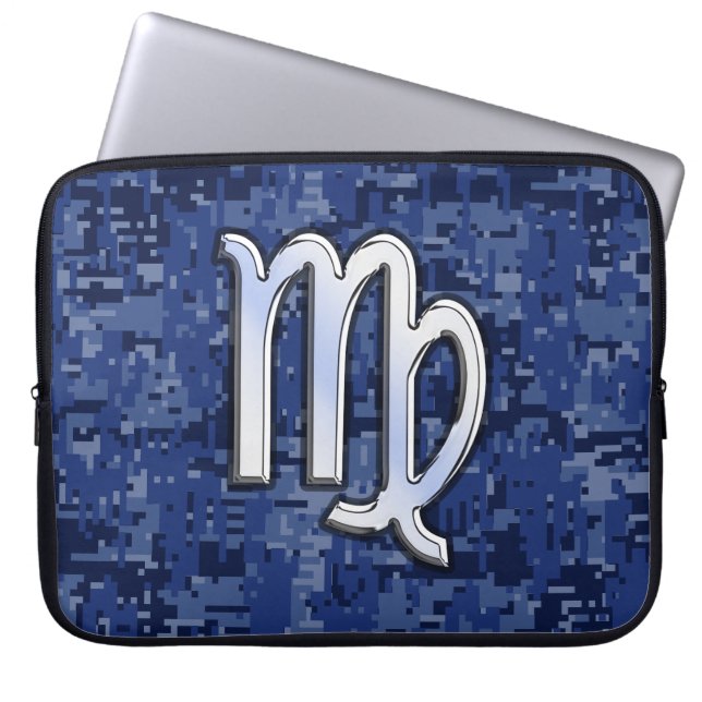 Virgo Zodiac über Navy Digital Camouflage Laptopschutzhülle (Vorderseite)