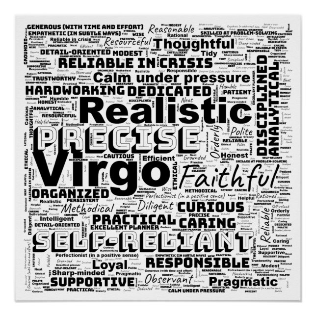 Virgo Zodiac Word Cloud Inspiration Glossy Poster (Vorderseite)