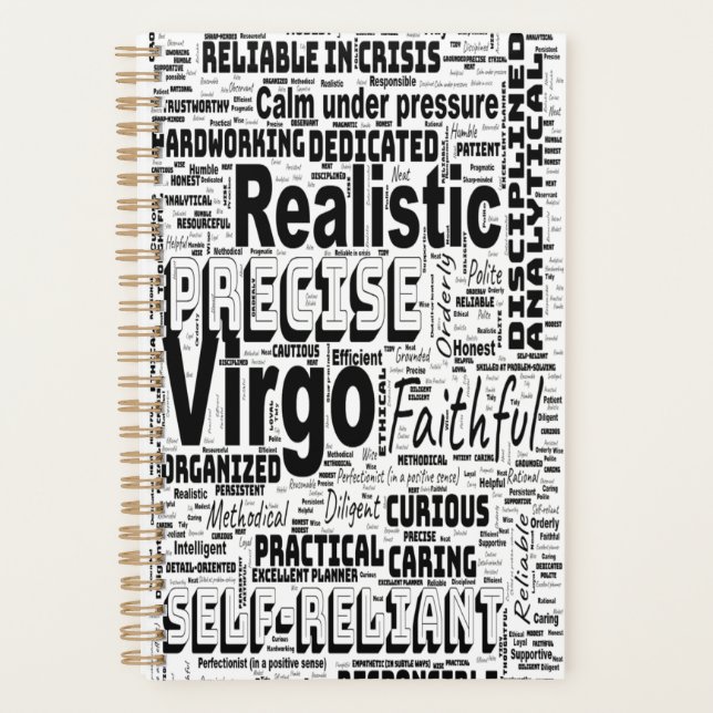 Virgo Zodiac Word Cloud Inspiration Planer (Vorderseite)
