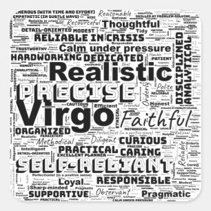 Virgo Zodiac Word Cloud Inspiration Schlüsselanhän Quadratischer Aufkleber