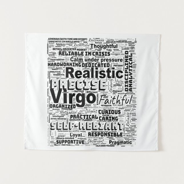 Virgo Zodiac Word Cloud Inspiration Wandteppich (Vorderseite (Horizontal))