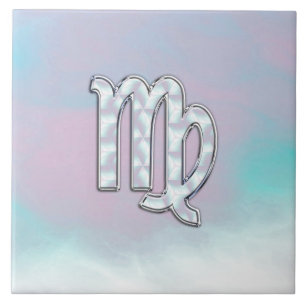 Virgo Zodiac-Zeichen auf Pastellen Nacre Style Pri Fliese