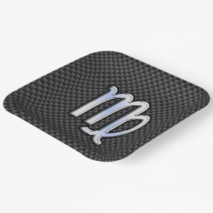 Virgo Zodiac-Zeichen Kohlenstoff-Faser drucken Pappteller