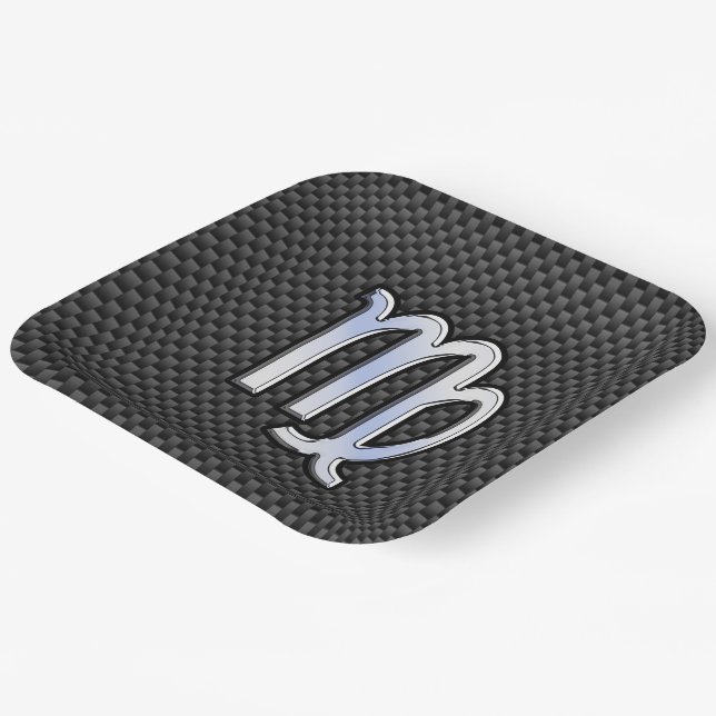 Virgo Zodiac-Zeichen Kohlenstoff-Faser drucken Pappteller (Gewinkelt)