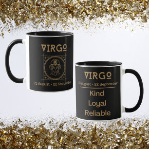 Virgo Zodiac Zeichen mit Symbol und Eigenschaften Tasse