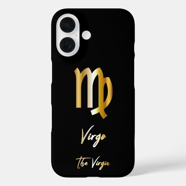 Virgo Zodiac-Zeichen, Schwarz & Gold Case-Mate iPhone Hülle (Rückseite)