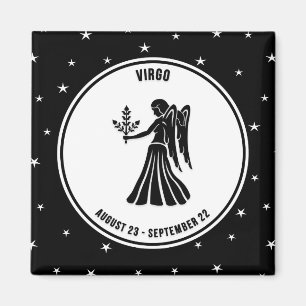 Virgo Zodiac Zeichen, Schwarz/Weiß Magnet
