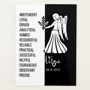 Virgo Zodiac Zeichen, Schwarz & Weiß Planer