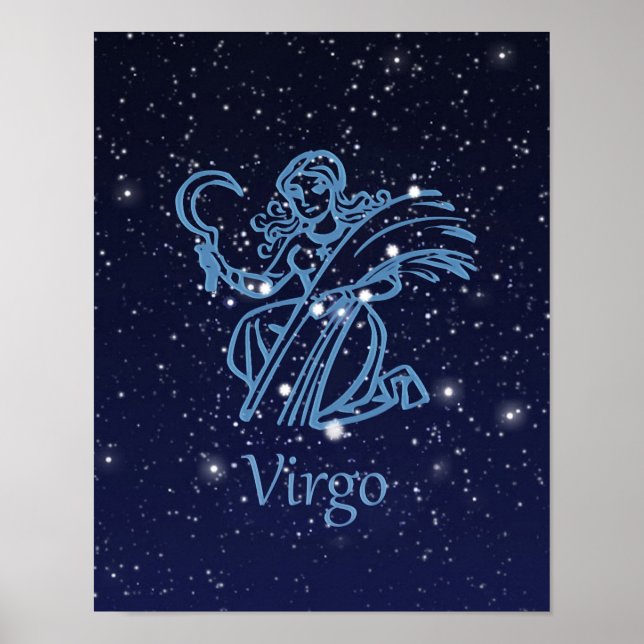 Virgo Zodiac Zeichen und Konstellation Poster (Vorne)