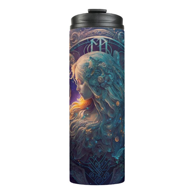 Virgo Zodiac Zeichenwasser-Farbe Design Thermosbecher (Vorderseite)