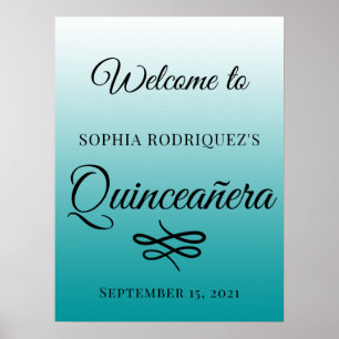 Viridian Grün Quinceañera 15. Geburtstagsbegrüßung Poster