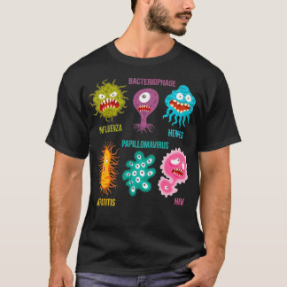 Virologie-Familie Niedlicher bunter Viren  T-Shirt