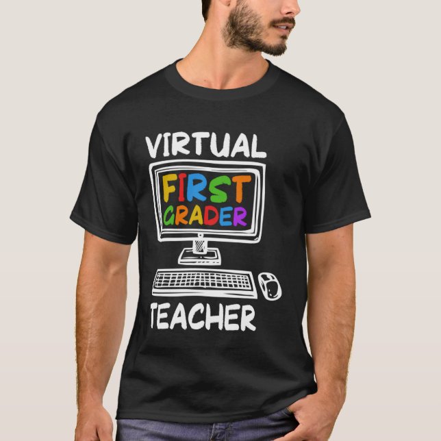 Virtual 1st Grade Teacher Distance Learning Back t T-Shirt (Vorderseite)