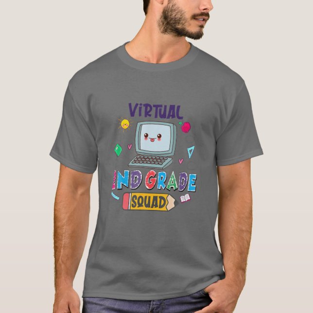 Virtual 2nd Grade Squad Funny School T-Shirt (Vorderseite)