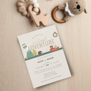 Virtual Adventure Woodland Neutral Baby Shower Einladung