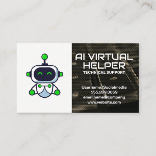 Virtual Assistant   Niedliches Robot-Logo Visitenkarte