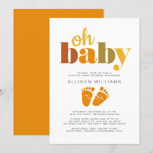 Virtual Baby Boy Dusche Orange Green Typografie Einladung