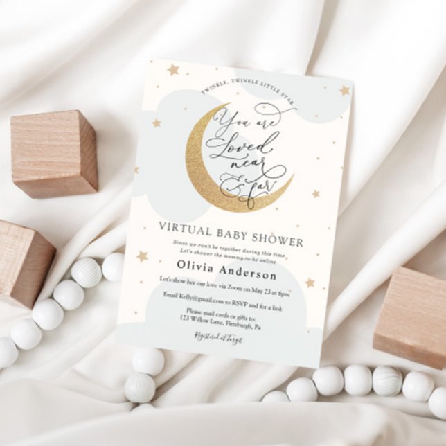 Virtual Baby Dusche Blue Twinkle Star und Mond Einladung (Von Creator hochgeladen)