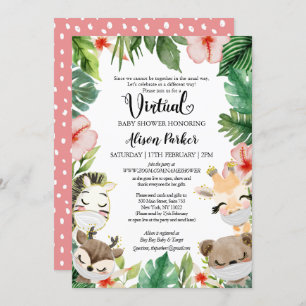 Virtual Baby Dusche   Masked Jungle Safari Friends Einladung