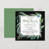 Virtual Baby Dusche Moderne Aquarell Grüne Blüte
