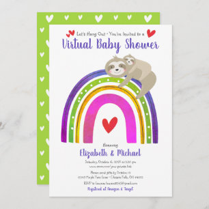Virtual Baby Dusche Niedlich Sloth Boho Rainbow Mo Einladung
