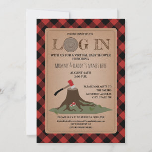 Virtual Baby-Dusche per Mail Anmeldung in Lumberja Einladung