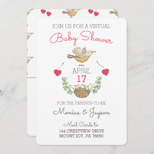 Virtual Baby Dusche Sweetest Mama Bird mit Nest Einladung