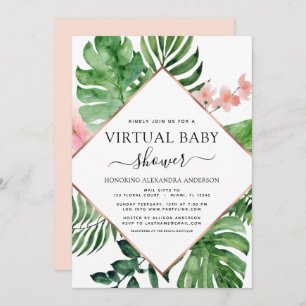 Virtual Baby Dusche Tropical Palm Wasserfarbe Einladung