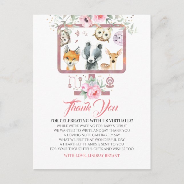 Virtual Baby Dusche Vielen Dank Postkarte (Vorderseite)