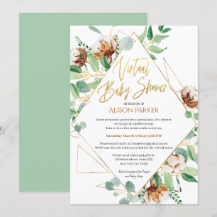 Virtual Baby Duwer Eucalyptus Greenerity Gold Einladung