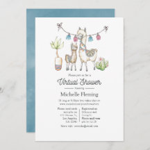 Virtual Baby Shower zum Thema "Watercolor Llama"