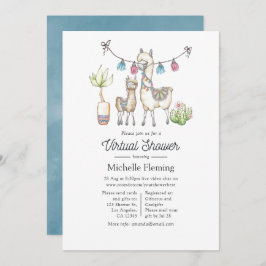 Virtual Baby Shower zum Thema "Watercolor Llama" Einladung