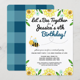 Virtual Bee Birthday Party per Mail Einladung
