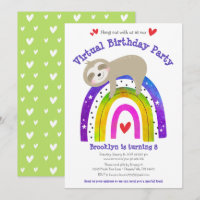 Virtual Birthday Niedlich Sloth Boho Rainbow Moder