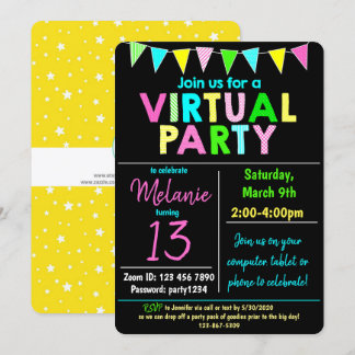 Virtual Birthday Party-Design Einladung