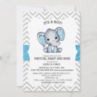 Virtual Blue Elephant Zickzack Glitzer Baby Dusche