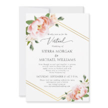 Virtual Blush Floral Gold Dusty Blue Wedding