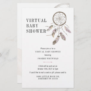 Virtual Boho Dream Catcher Baby Shower Einladung Briefpapier