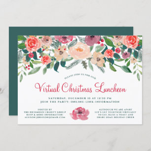 Virtual Christmas Luncheon Winter Florals Einladung