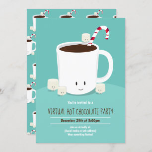 Virtual Christmas Party Hot Chocolate Aquamarin Einladung