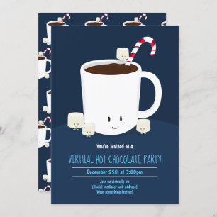 Virtual Christmas Party Hot Chocolate Blue Einladung