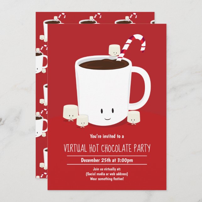 Virtual Christmas Party Hot Chocolate Hot Cocoa Einladung (Vorne/Hinten)