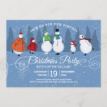 Virtual Christmas Party Snowman Skaten Pine Trees Einladung<br><div class="desc">Diese rustikale,  virtuelle Weihnachtszeit-Party Einladung bietet eine Schneemannsfamilie,  die auf einem blauen Hintergrund von Kiefern und fallendem Schnee zusammen Skaten. Personalisieren Sie Ihre Feiertagsdetails. Entworfen von Künstlern ©Tim Coffey und Susan Coffey.</div>