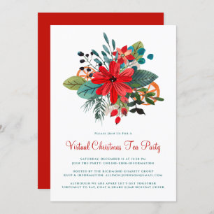 Virtual Christmas Tea Party Winter Florals Frucht Einladung
